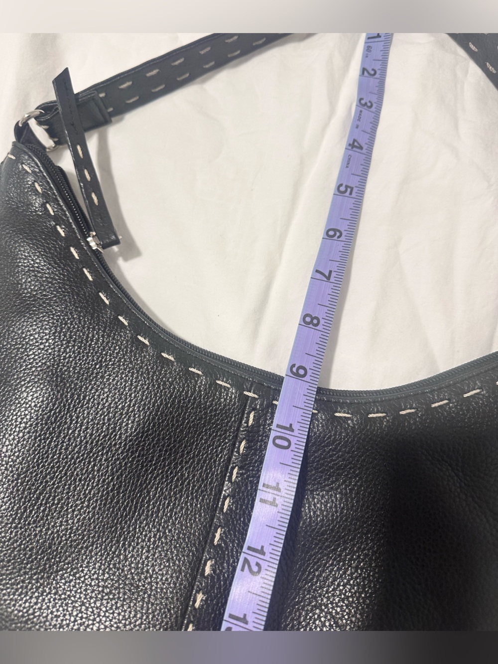 Black Leather Crescent hobo Shoulder Bag - Picture 12 of 12